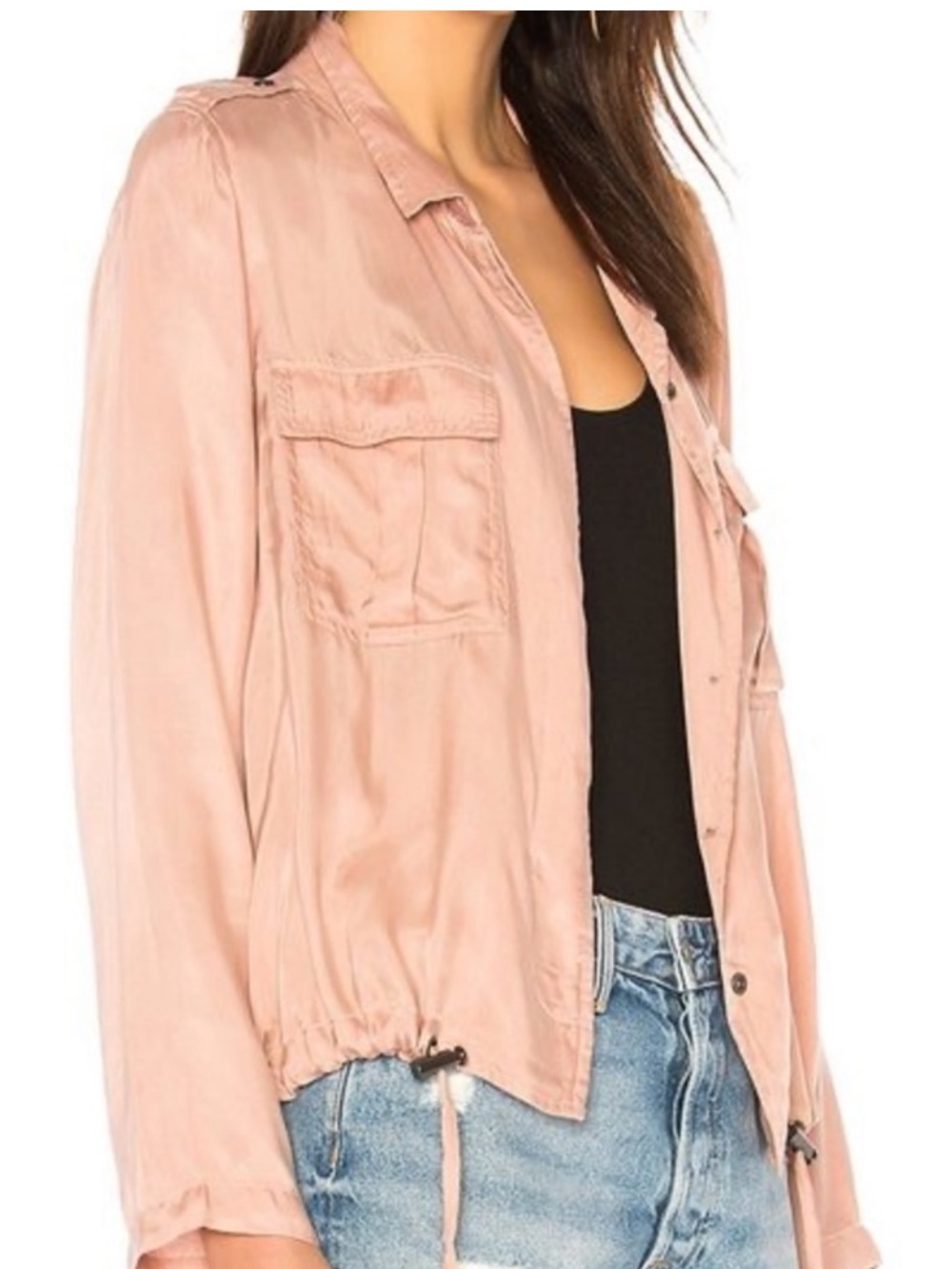 RAILS ROWAN BUTTON FRONT UTILITY JACKET PINK LARGE